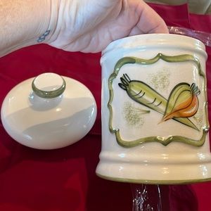 Los Angeles Potteries 1962 White Canister Medium Container Like New